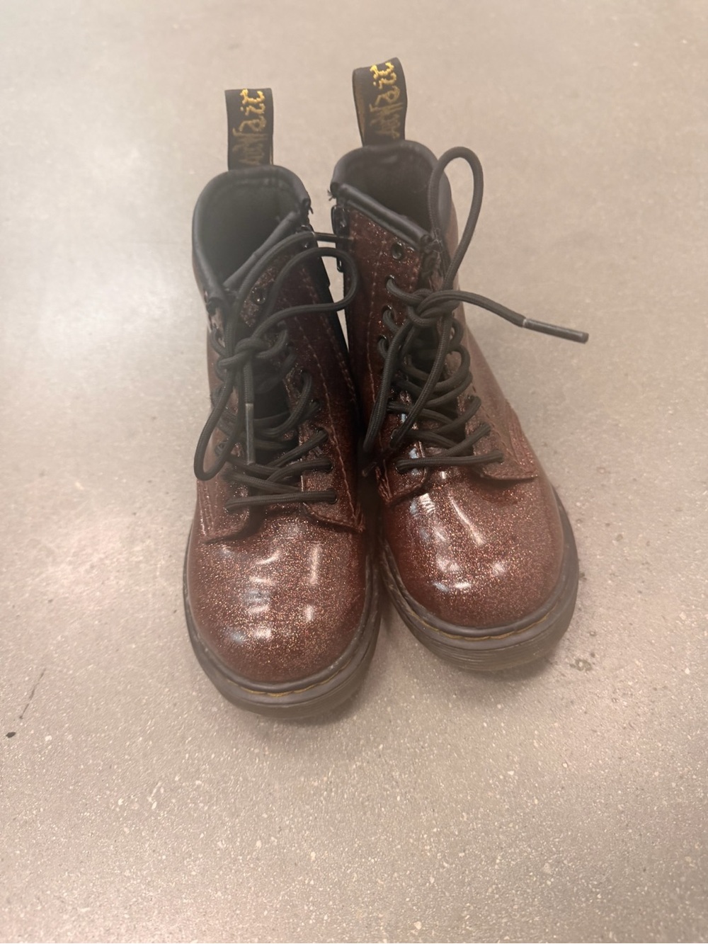 Dr. Martens Kids Glitter Pink Sparkle Lace-Up Combat Boots